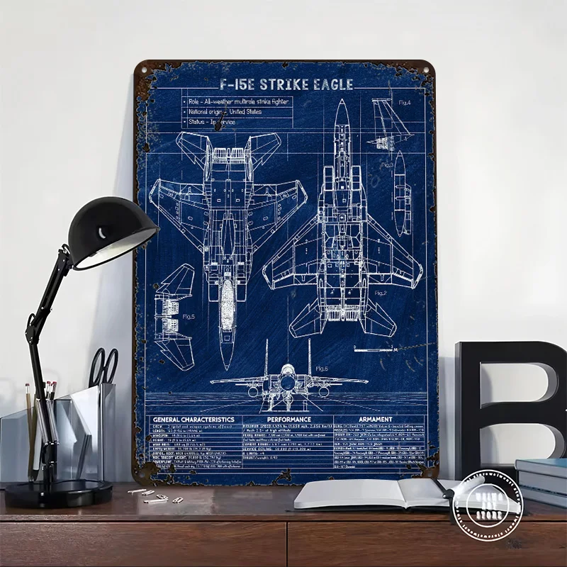 F 15 E Strike Eagle Tinplate Poster Customized Wall Art Vintage Metal Signs Retro Tin Plaque for Decoration Home Decorations