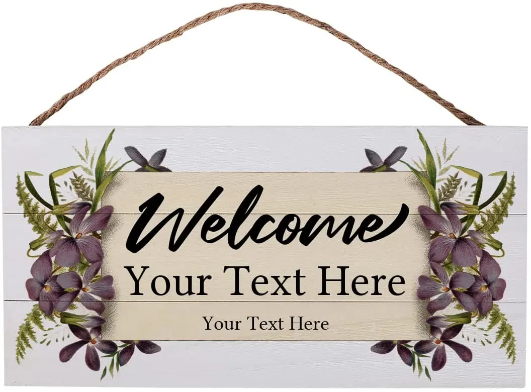 Brands Personalized Wedding Welcome Sign for Reception Decor - Custom Names Wooden Plank Floral Decor Sign (13.75 x 7)