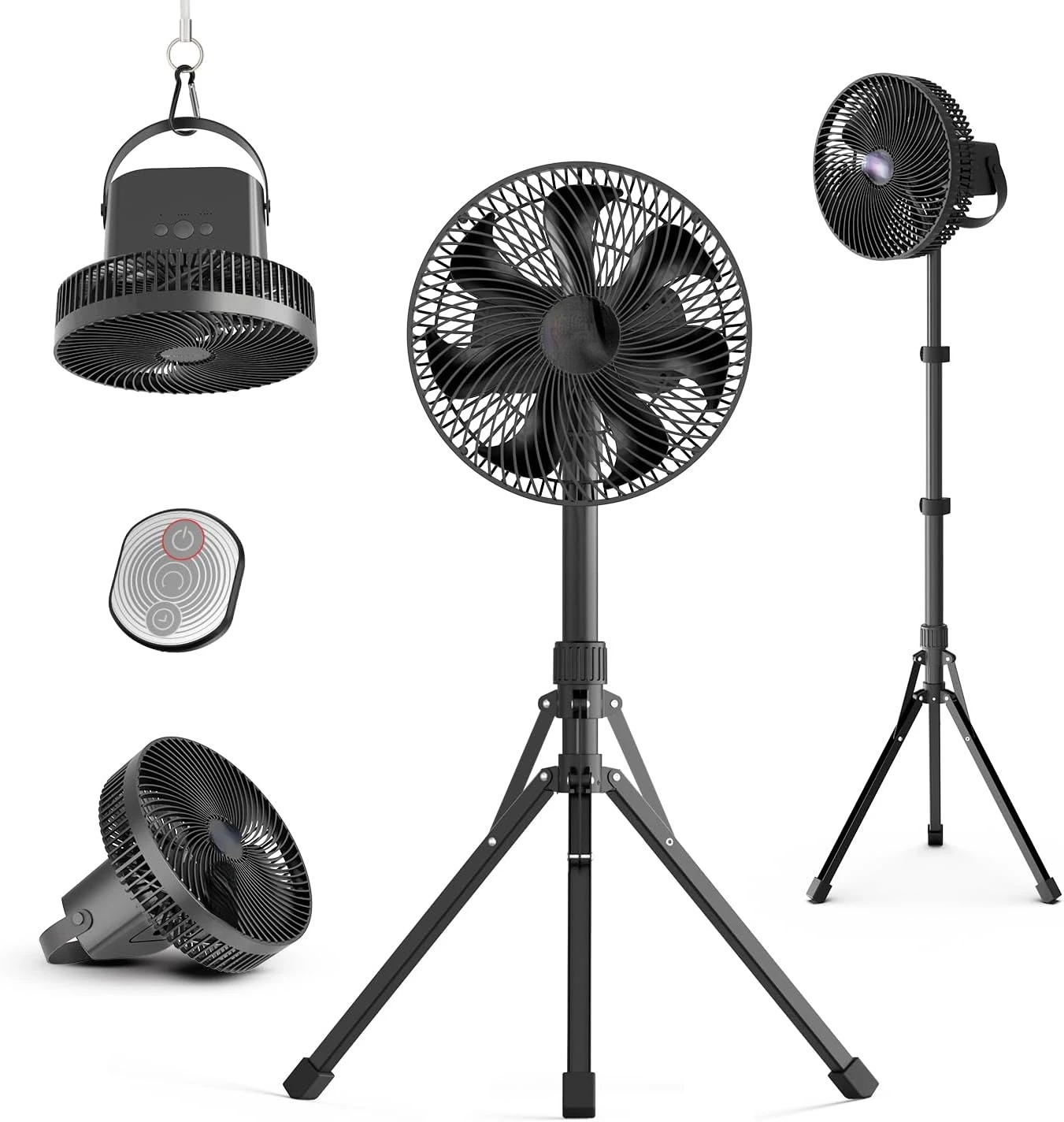 

10in Outdoor Standing Fan, Foldable Camping Fan with Detachable Tripod 10000mAh Battery Operated Travel Fan with Remote Quiet Os