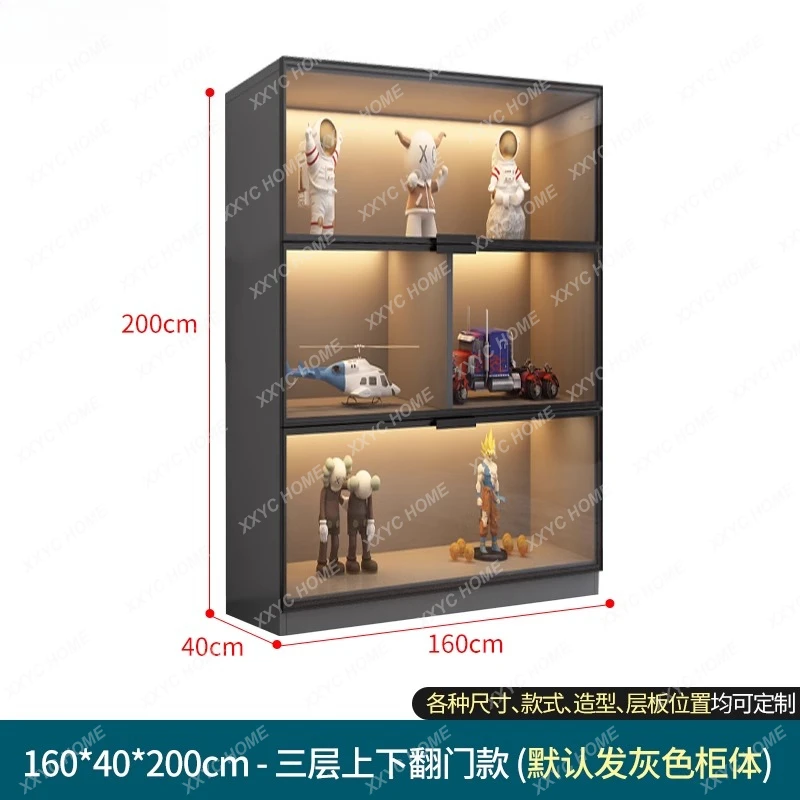 Customized bookcase with glass door, whole wall dust-proof bookshelf, light luxury display display, household living room view 6