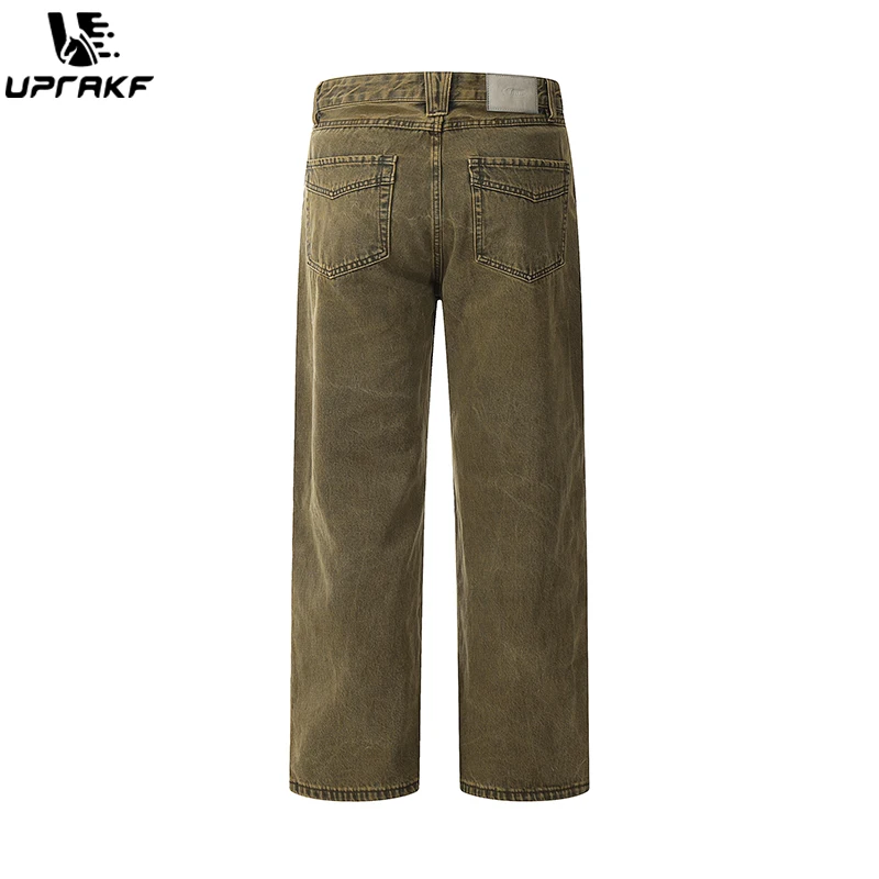 UPRAKF Straight-leg Streetwear Baggy Jeans High Street Casual Pocket Fashion Cargo Pants Harajuku Basic