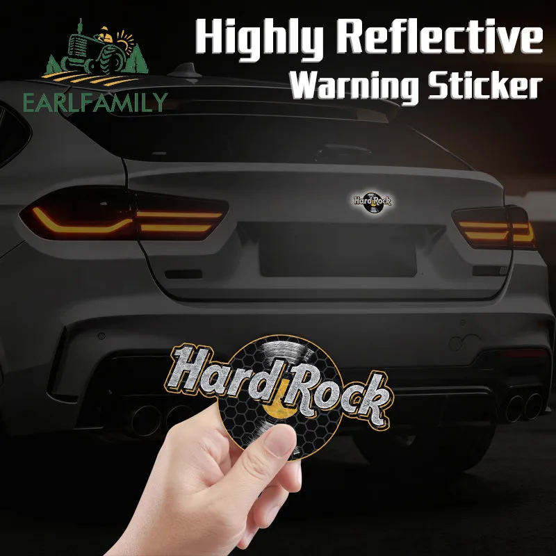 

EARLFAMILY Hard Rock Reflective Car Stickers Waterproof Personality Helmet Windows VAN JDM Decal Occlusion Scratch Car Styling