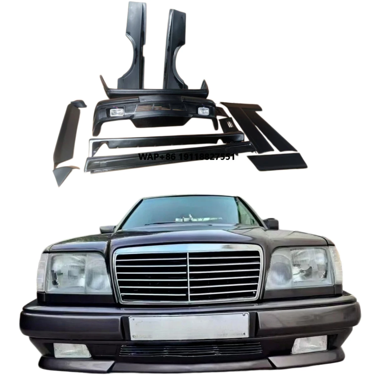 For 1983-1995 W124 Upgrade Carbon Fiber Front and Rear Spoiler Side Spoiler,body Kits, Trunk Lid,diffuser,hood
