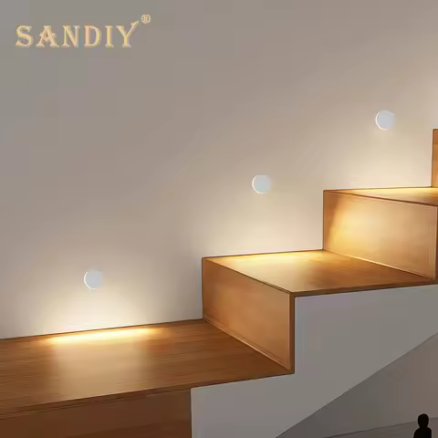 SANDIY Led Step Light Recessed Wall Lamp Round Stair Lighting Waterproof Indoor&amp;Outdoor Luminaire for Bathroom Yard Balcony Deck