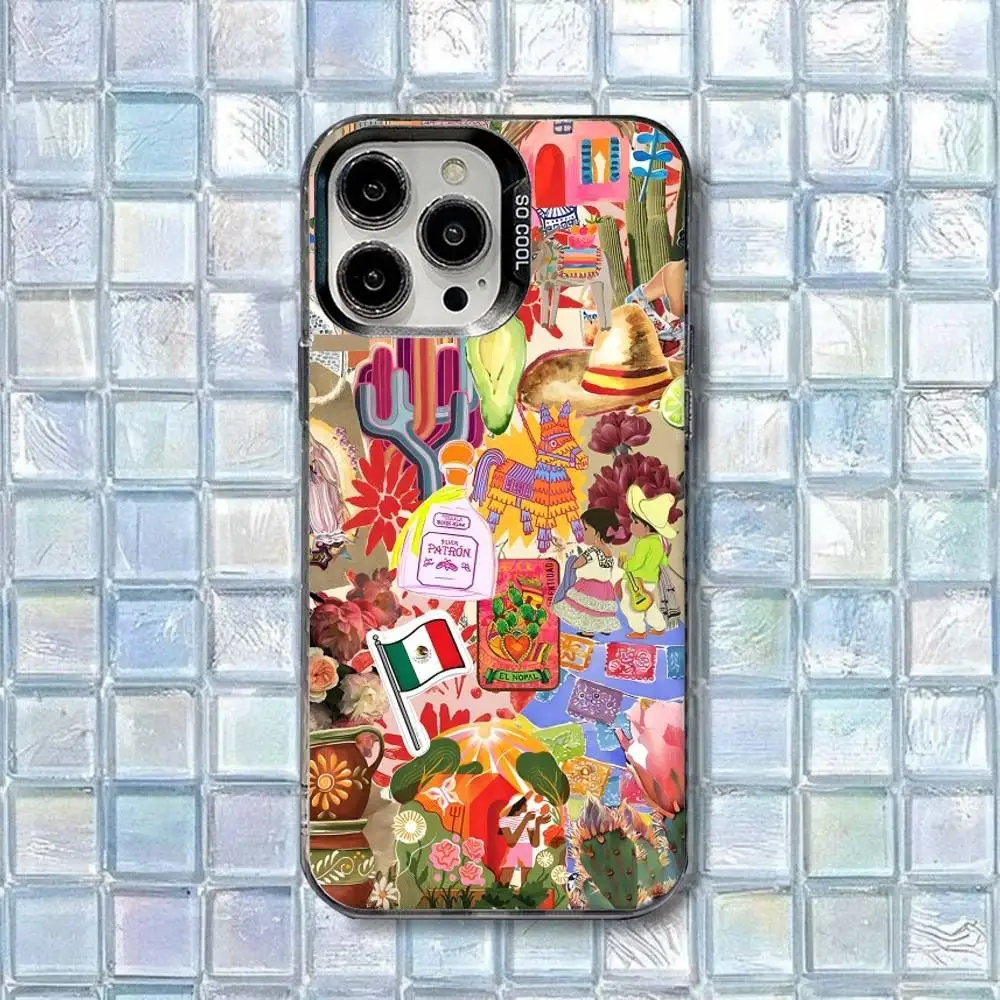 حافظة هاتف فيفا مكسيكو لهاتف آيفون 16,15,14,13,12,11,8,7,Pro,Max,Plus,Mini,XS,SE غطاء غير لامع مقاوم للصدمات