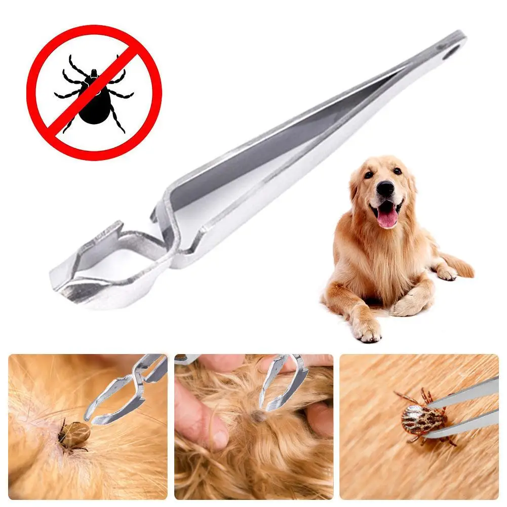 1PCS Stainless Steel Pet Treatment Tick Removal Tool Set 2 In 1 Fork Tweezers Clip For Cat Dog Supplies