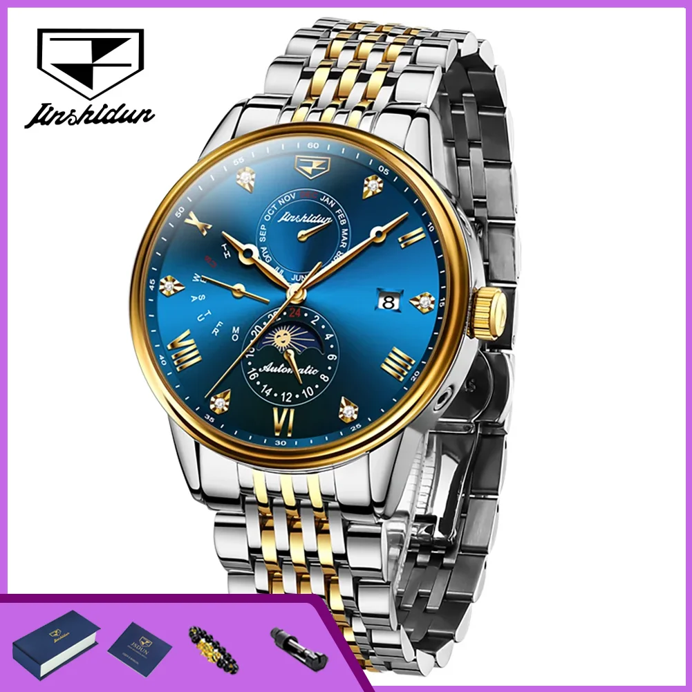 

JSDUN 8946 Moon Phase Automatic Watches for Man Multi Functional Simple Style Mechanical Men's Watches Luxury Business Man Watch