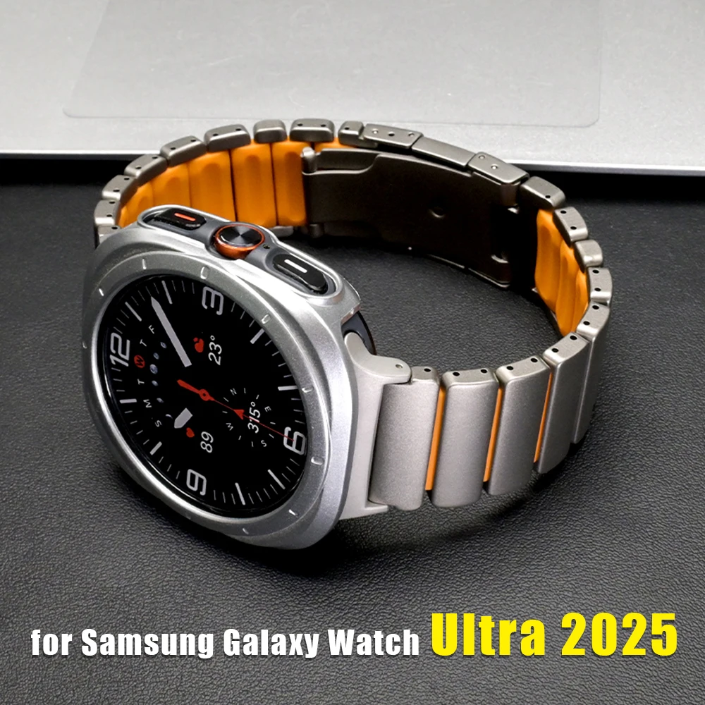 حزام معدني مطاطي لساعة سامسونج جالاكسي 8/8 كلاسيكي 46 مللي متر 44 مللي متر 40 مللي متر سوار تيتانيوم سيليكون لسوار جالاكسي الترا 2025 47 مللي متر #1