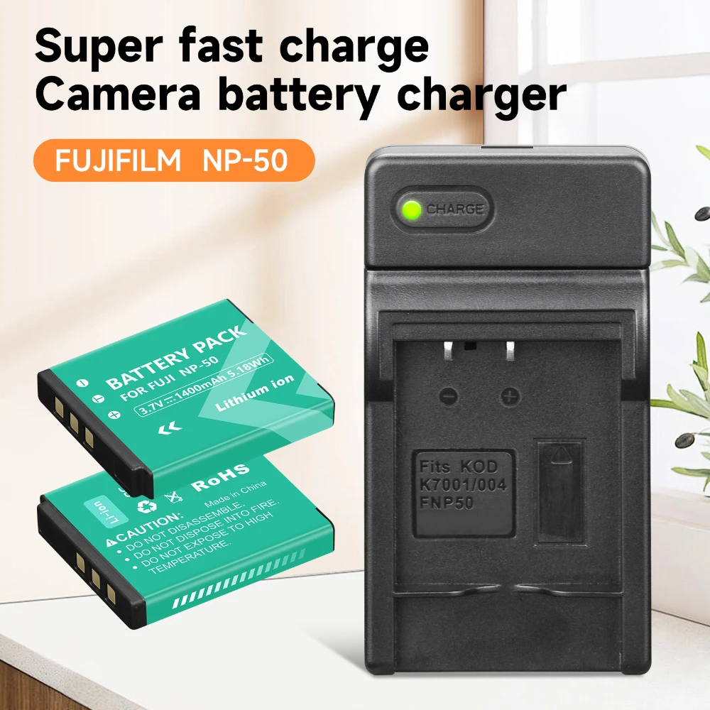 Baterai NP-50 Np 50 untuk Baterai Kamera Fujifilm + Pengisi Daya Cepat LED untuk XF1 X10 X20 FinePix XP100 FinePix REAL 3D W3