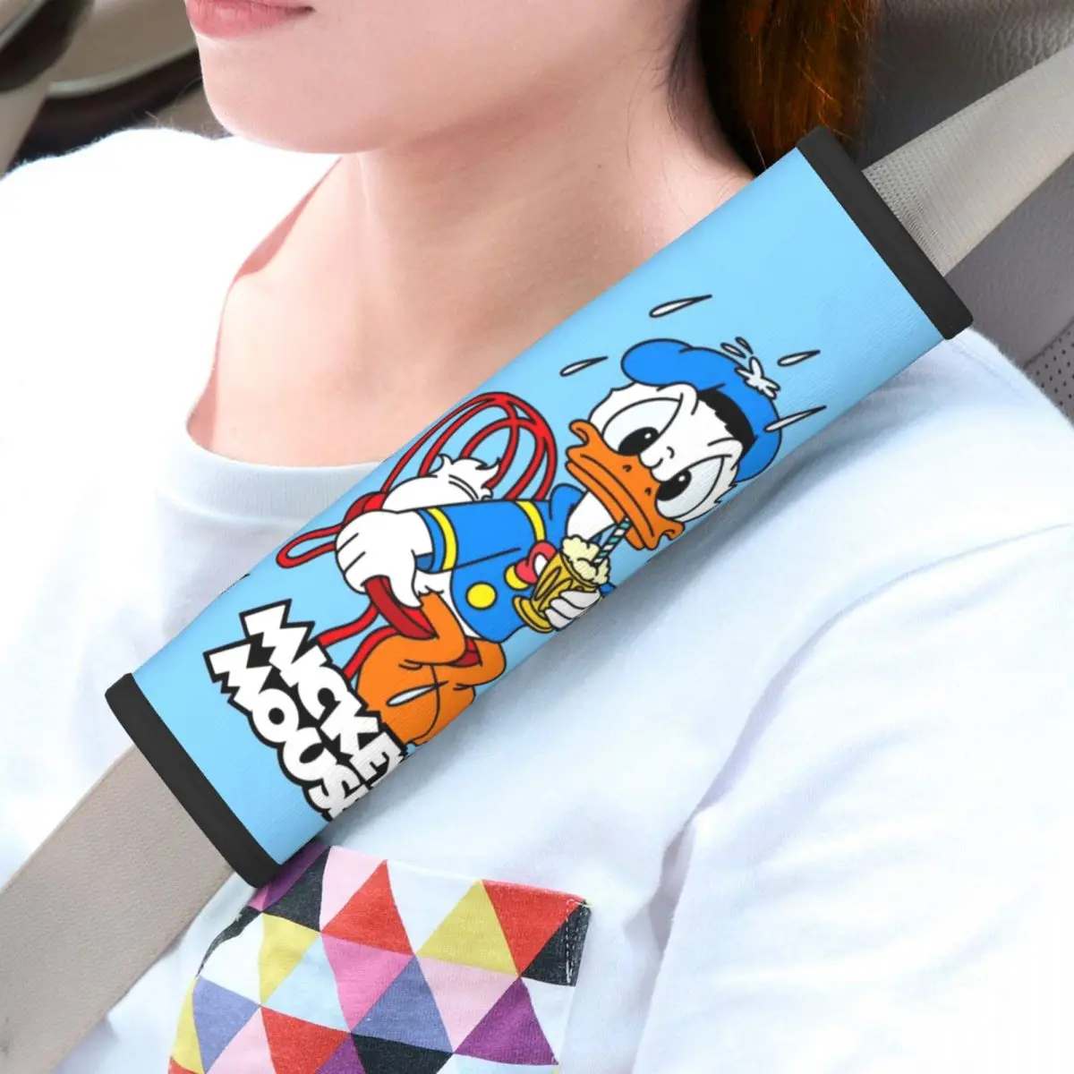 

Custom Donald Duck Seat Belt Cover Pad 2 Pack Funny Cartoon Auto Seatbelt Shoulder Strap Cover