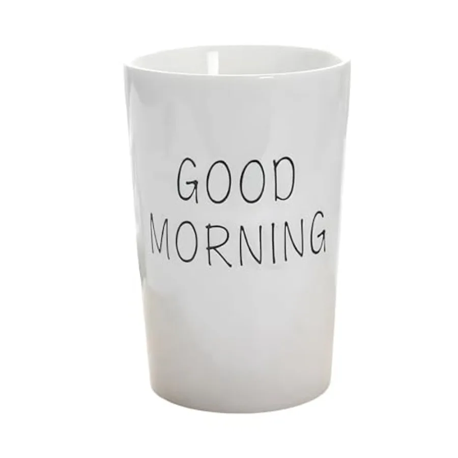 White Ceramic Tumbler Cup for Bathroom Toothpaste Toothbrush Holders Water Milk Drinks Cup 350 ml Bathroom Couples Cup for Chri