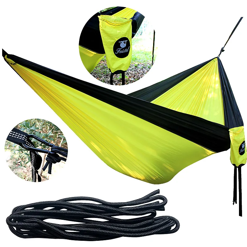 Portable High Strength Parachute Fabric Camping Hammock Hanging Bed Outdoor Sleeping Hammock Camping Hammock