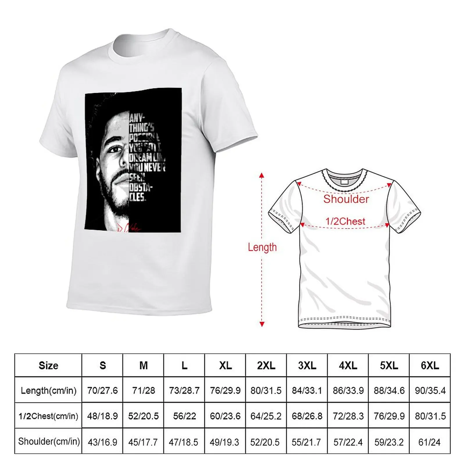 Black and white J Cole quote. T-Shirt anime t shirts for man t shirt man cotton cotton t shirts man 100% T-Shirt #5