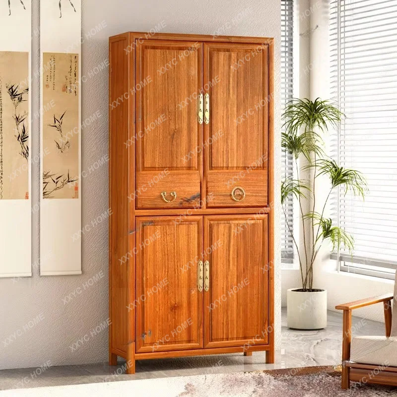 XXFragrant camphor wood bookcase Chinese classical moth-proof storage entrance storage rosewood four-door cabinet