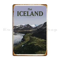 Visit Iceland Metal Plaque Mural Mural Garage Wall Decor Character Tin Sign Poster