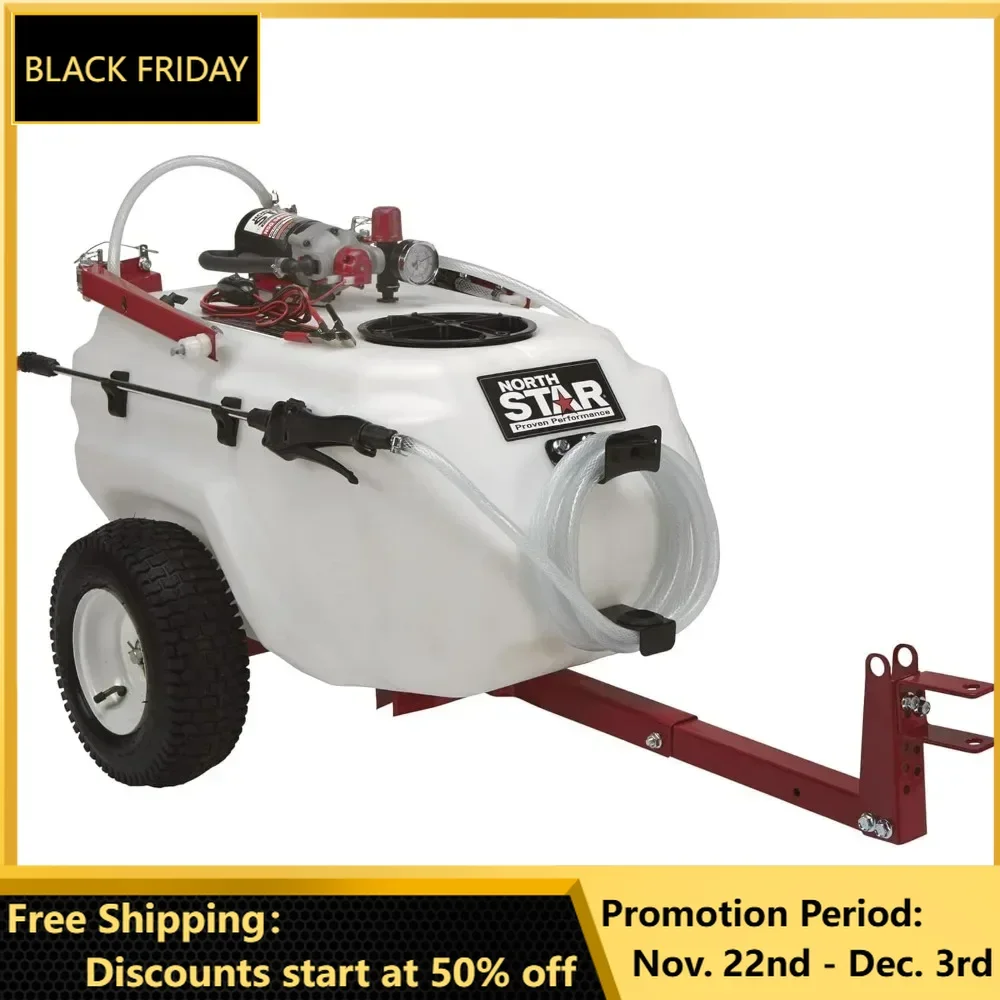 Tow-Behind Trailer Boom Broadcast and Spot Sprayer - 21-Gallon Capacity, 2.2 GPM, 12 Volt DC, Sprayers