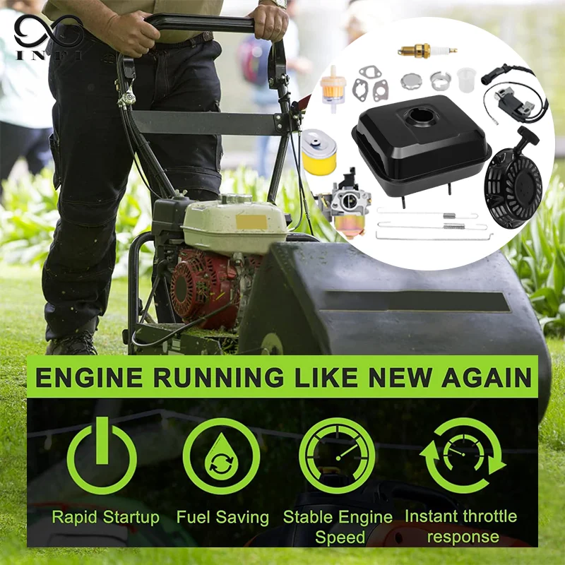 Универсальный комплект черного газового топливного бака с карбюратором, воздушным и топливным фильтром и стартером в сборе для Honda GX160 GX200 Predator 212cc