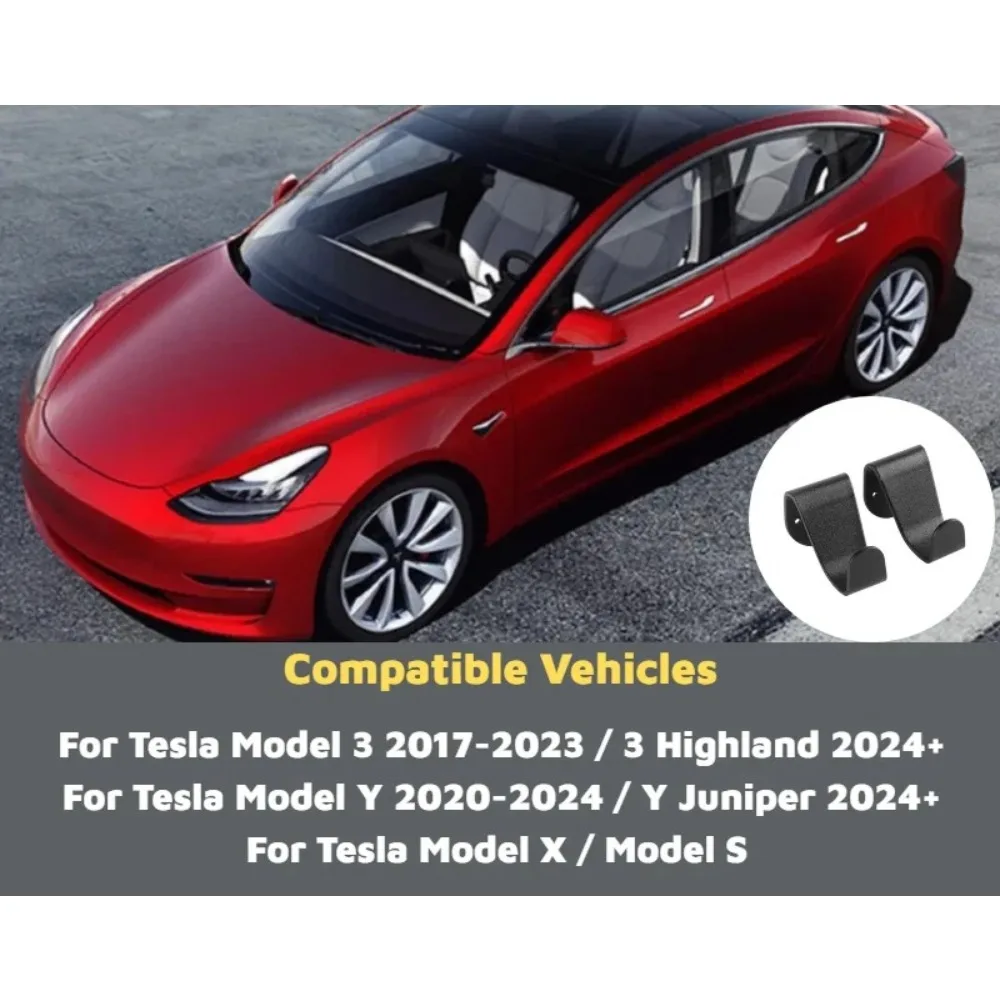 1PC/2PCS Rear Seat Back Concealed Hooks for Tesla Model 3 Y S X 2017-2026+ Behind Headrest Bag Hanger Holder Car Accessories