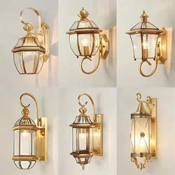 Modern European Outdoor Full Copper Wall Lamp Balcony Corridor Waterproof Brass Porch Lights Villa Courtyard LED Exterior Ligh
