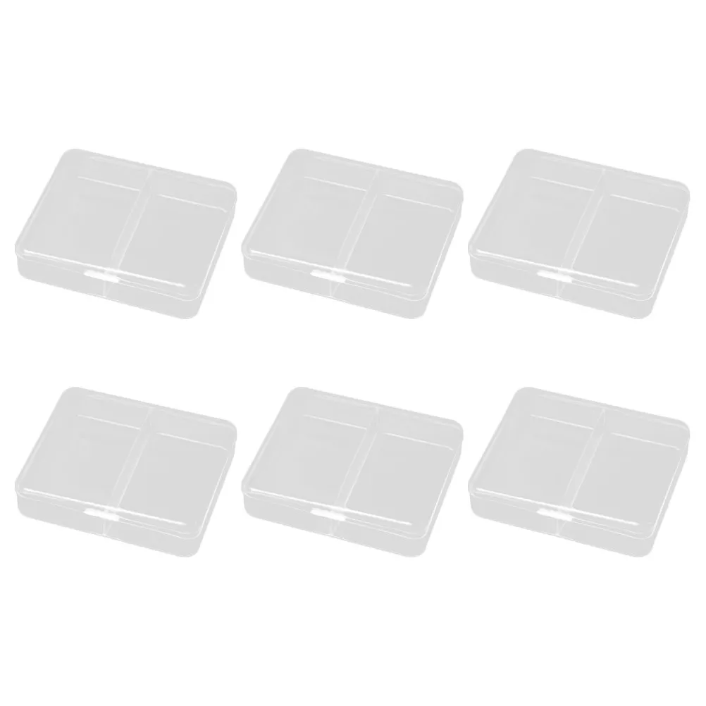 

6Pcs Plastic Storage Box Set Transparent Rectangular Pencil Case for Students Office Organizers Jewelry Erasers Pens Gift