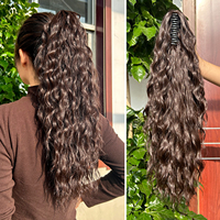 Ponytail Extension 18 Inch Claw Clip Ponytail Hair Extensions for Women Long Curly Wavy Ponytail Natural Wavy Fake Hairpiece