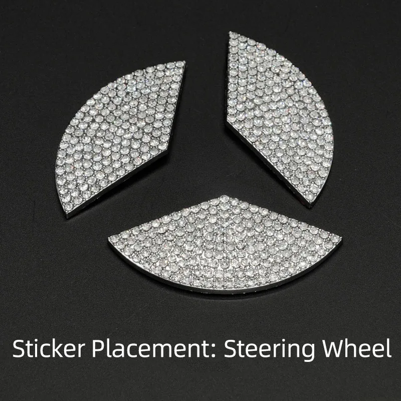 Luxury Bling Car Steering Wheel Diamond Emblem Decal Decoration Cover DIY Sticker Car Accessories for Mercedes Benz