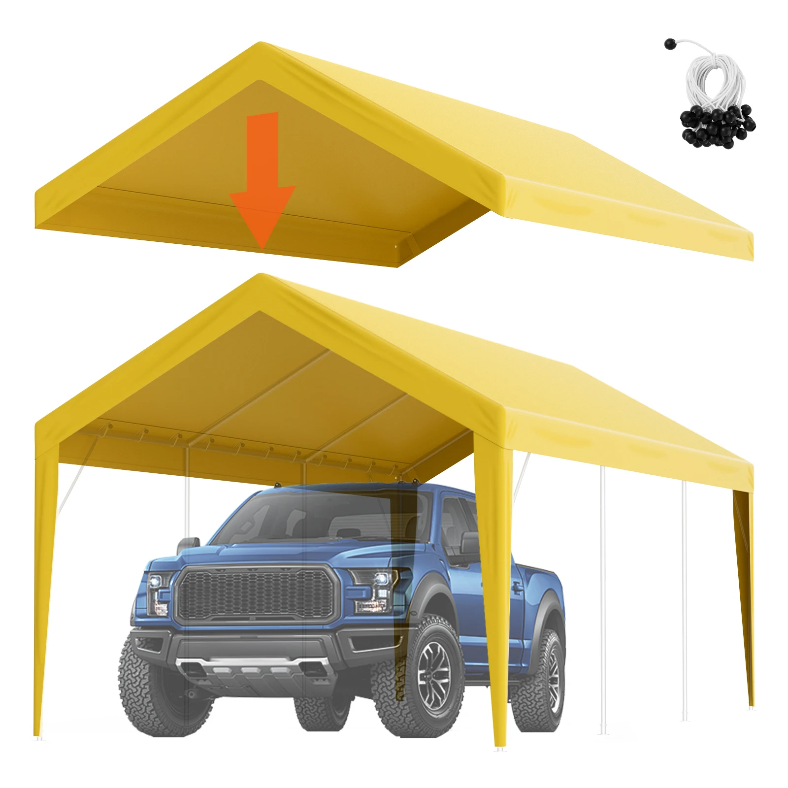 

VEVOR Carport Replacement Canopy Cover Garage Top Tent Shelter Tarp Heavy-Duty Waterproof & UV Protected