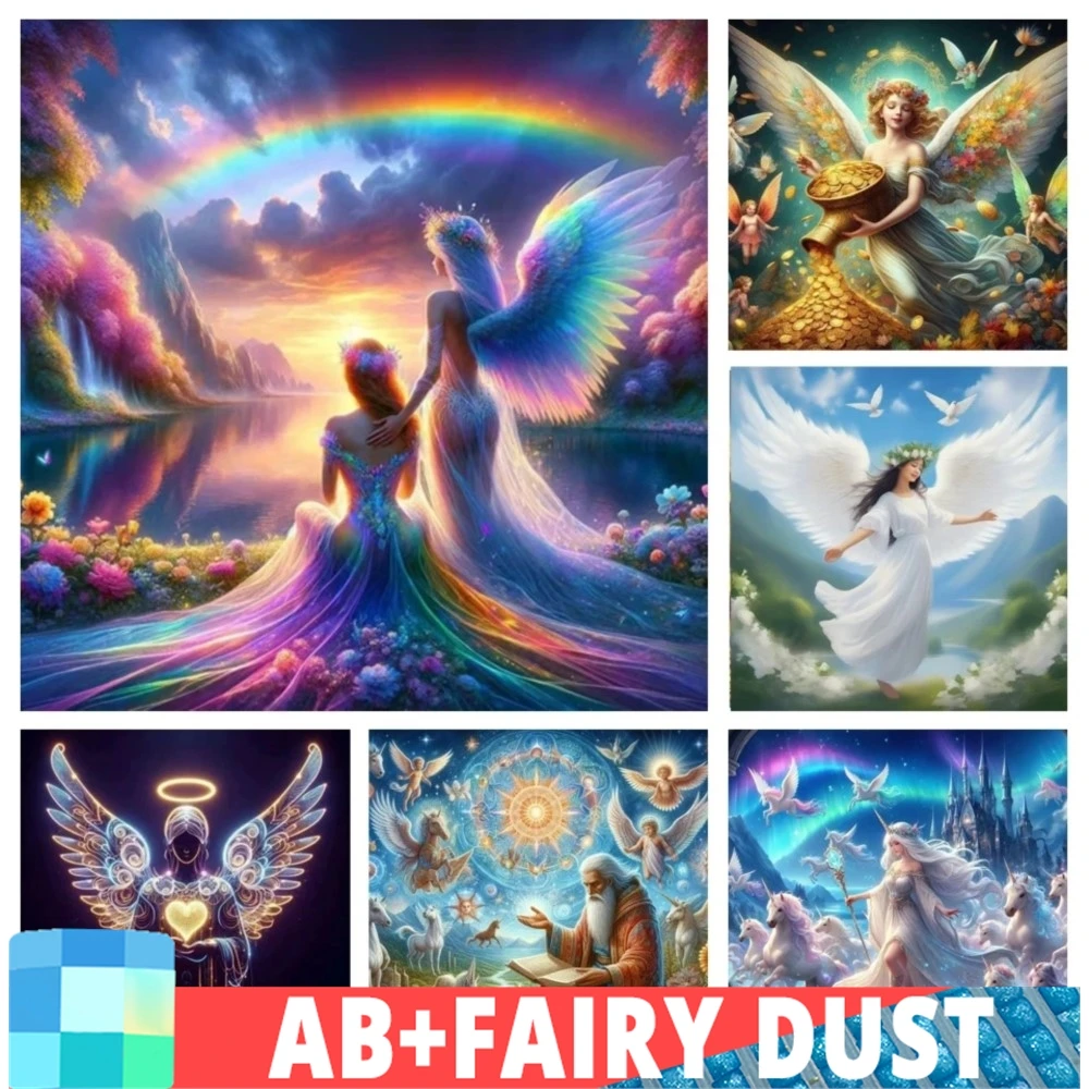 Fairy Dust AB 5D Diamond Painting Angel Pictures Full Diamond Mosaic Embroidery Cross Stitch Kits Unicorn Home Decor