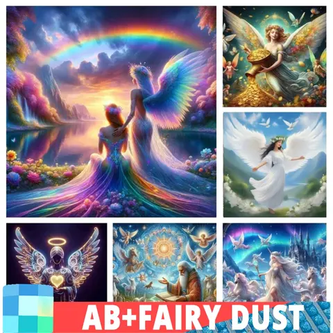페어리 더스트 AB 5D 다이아몬드 페인팅 천사 그림, 풀 다이아몬드 모자이크 자수, 크로스 스티치 키트, 유니콘 홈 장식
