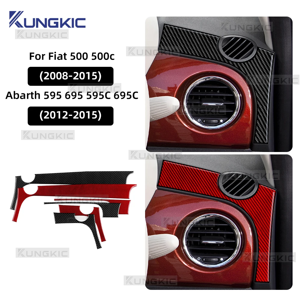 

Car Instrument Strip For Fiat 500 500C 2008-2015 For Abarth 595 695 595C 695C 2012 2013 2014 2015 Real Soft Carbon Fiber Sticker