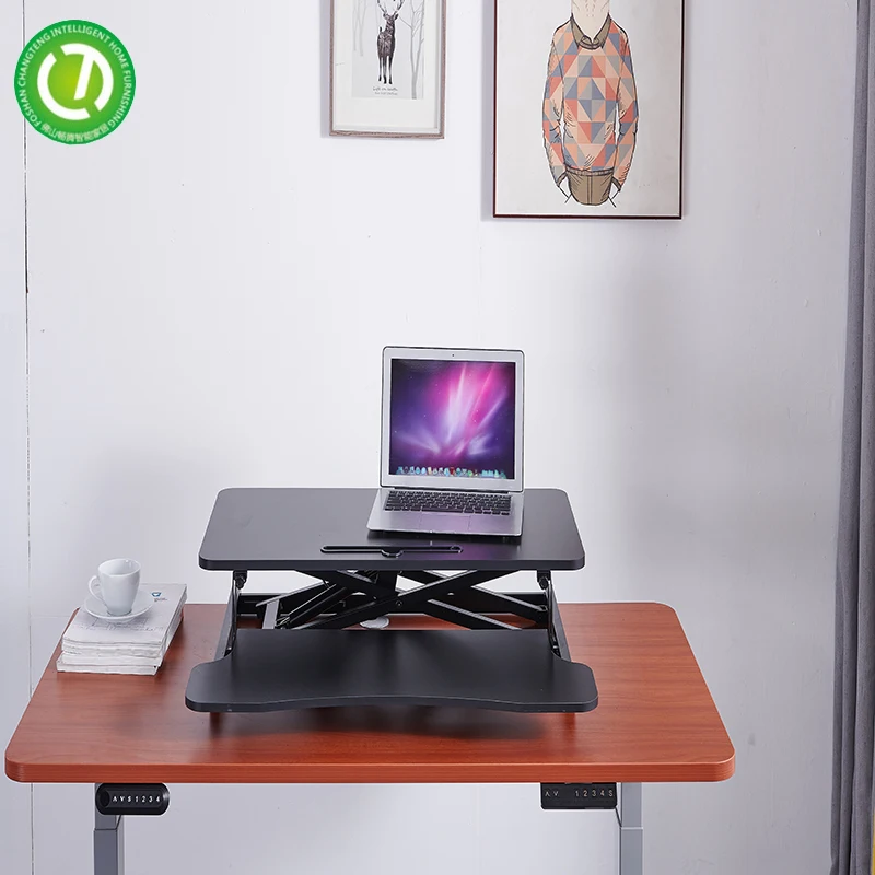 

Laptop Folding Table With Keyboard Sit Stand Computer Table Manual Height Adjustable Desk