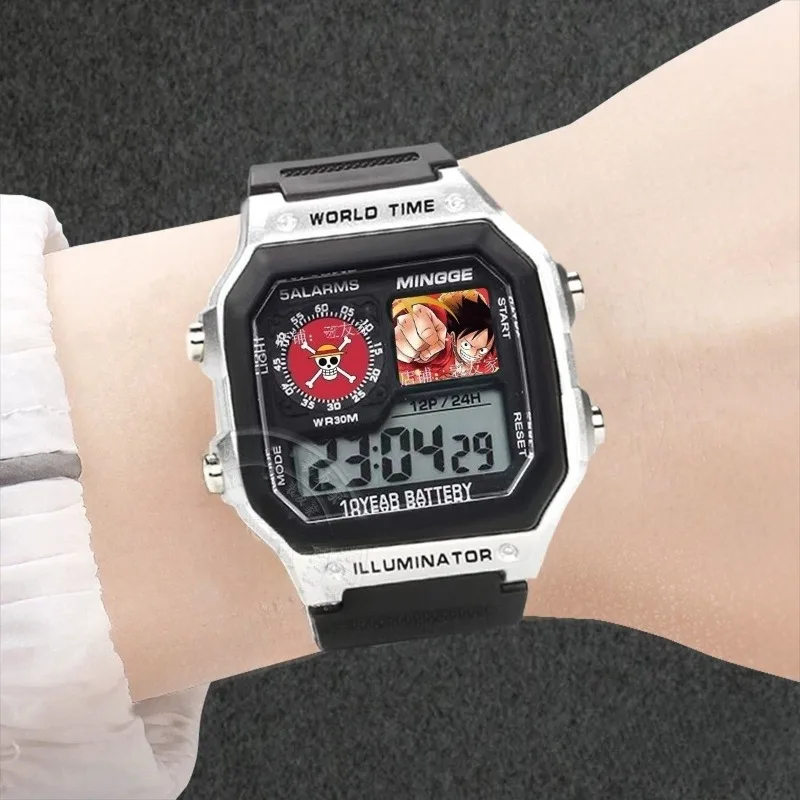 

ONE PIECE Luffy Sport LED Digital Watch Anime Men Women Electronic Watch Cartoon Kids Silicone Wristband Stopwatches Toys Gifts