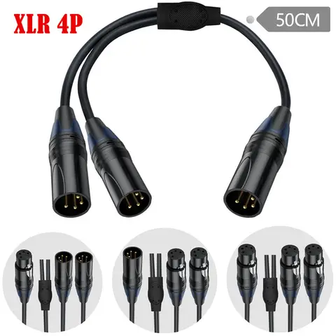 XLR 4Pin Y Splitter Cable 1 Female To 2 Male 4 Pin XLR Audio Cable for Wireless Microphone Monitor Headphone Studio Recording