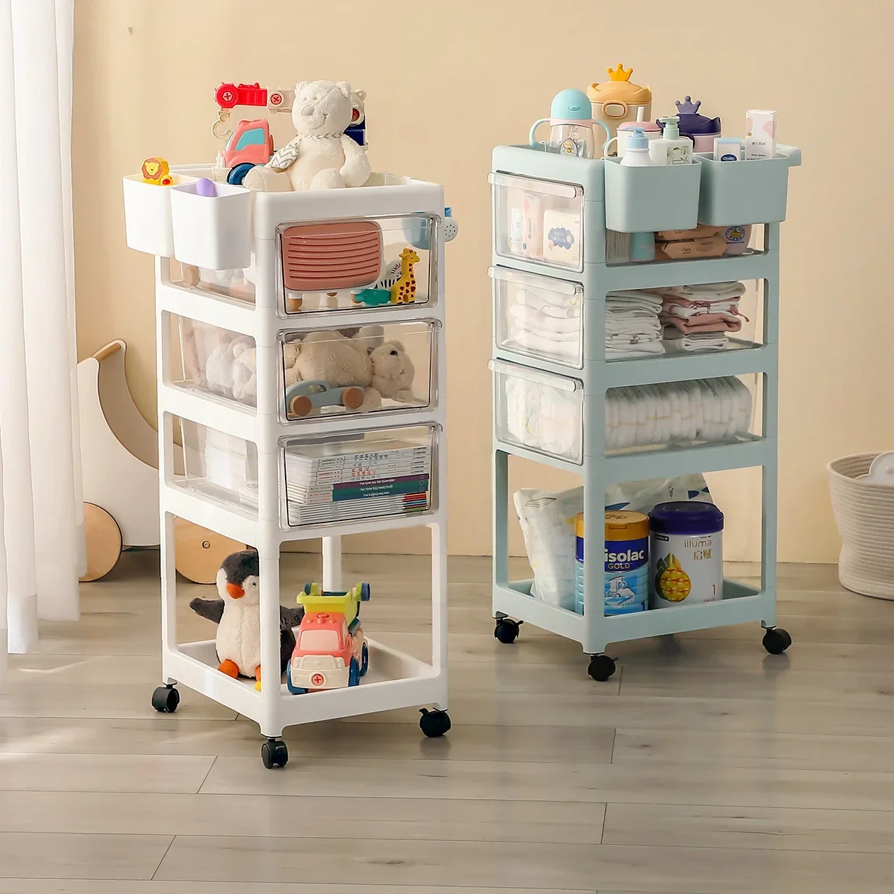 Baby Supplies Storage Rack Small Stroller Baby Storage Cabinet Newborn Clothes Bedside Mobile Bottle Storage Rack