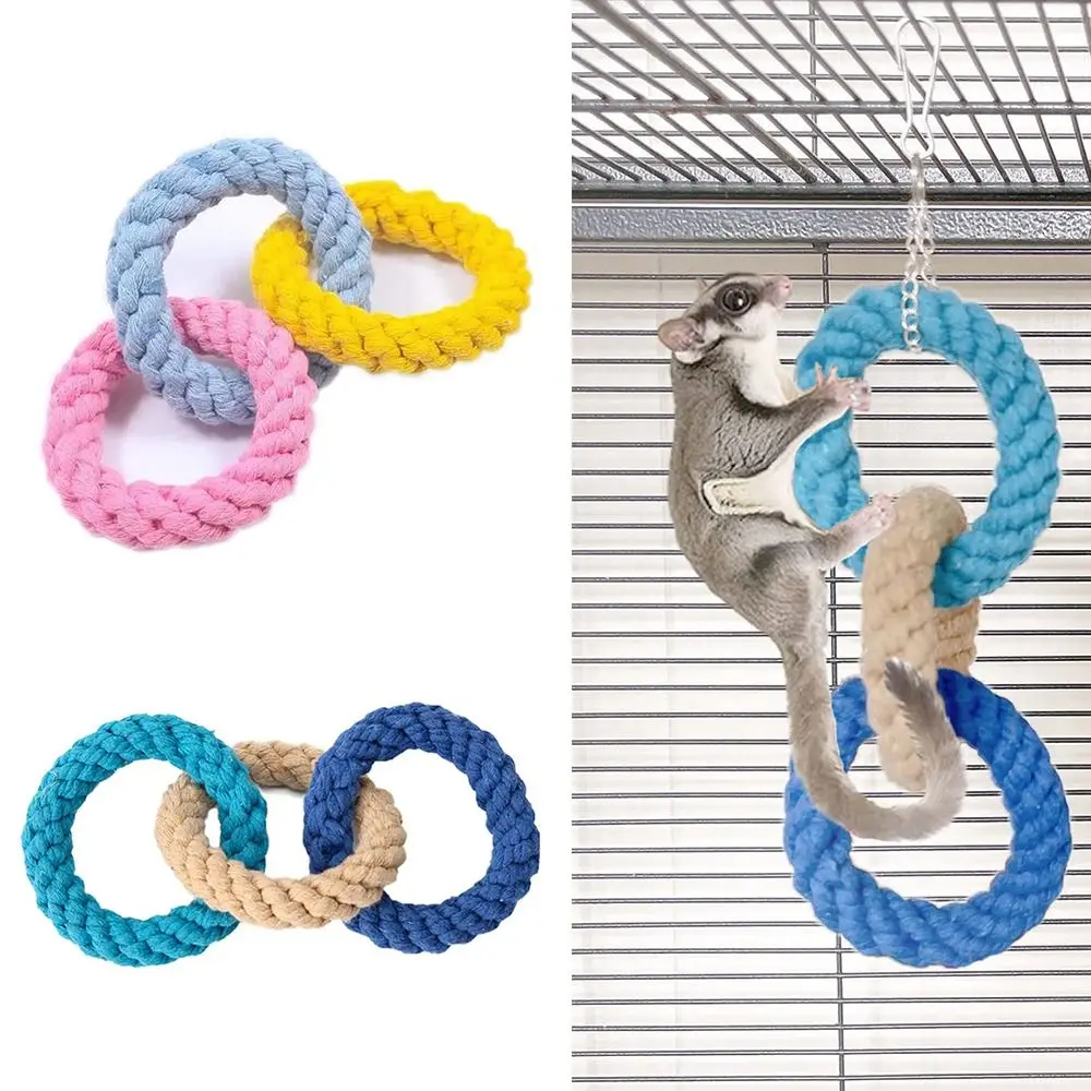 Hamster Toy Climbing Rope Toys Small Pets Bird Rope Swing Toy Hanging Cotton Rope Cage Accessories Play Toys Set