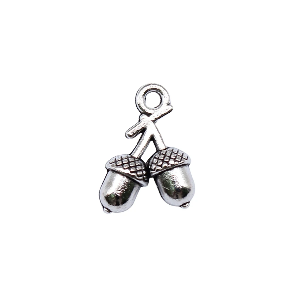 20pcs Antique Bronze & Silver Hazelnut Acorn Charms