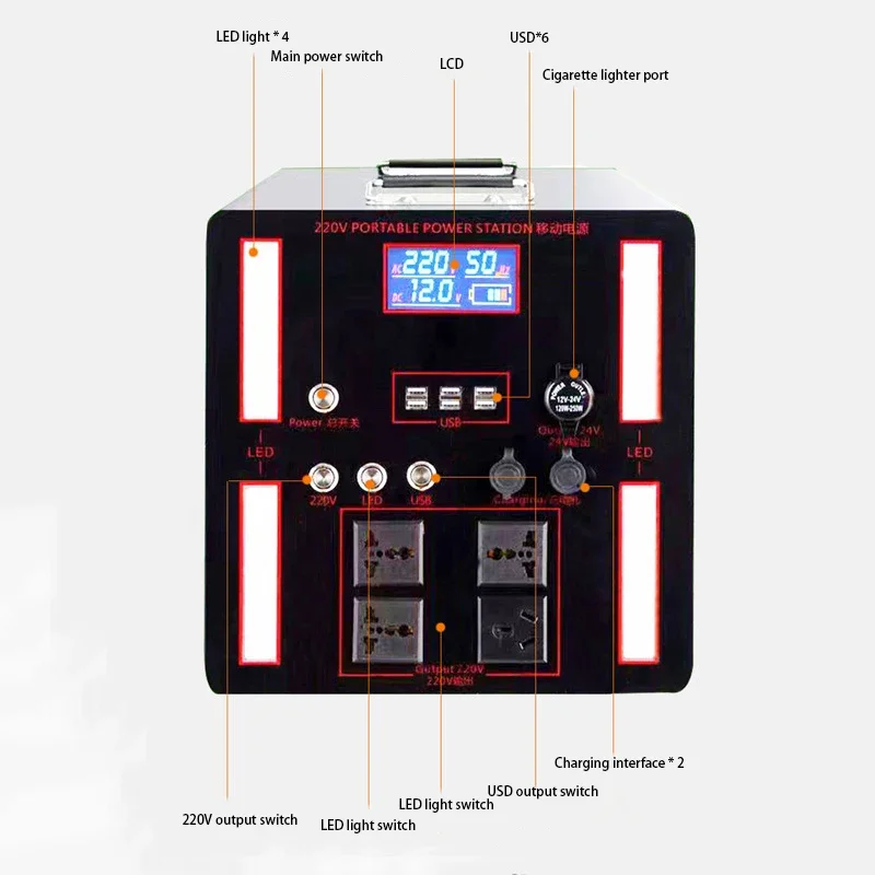 

Outdoor 220v mobile energy storage power portable ups uninterruptible solar charging station high power emergency