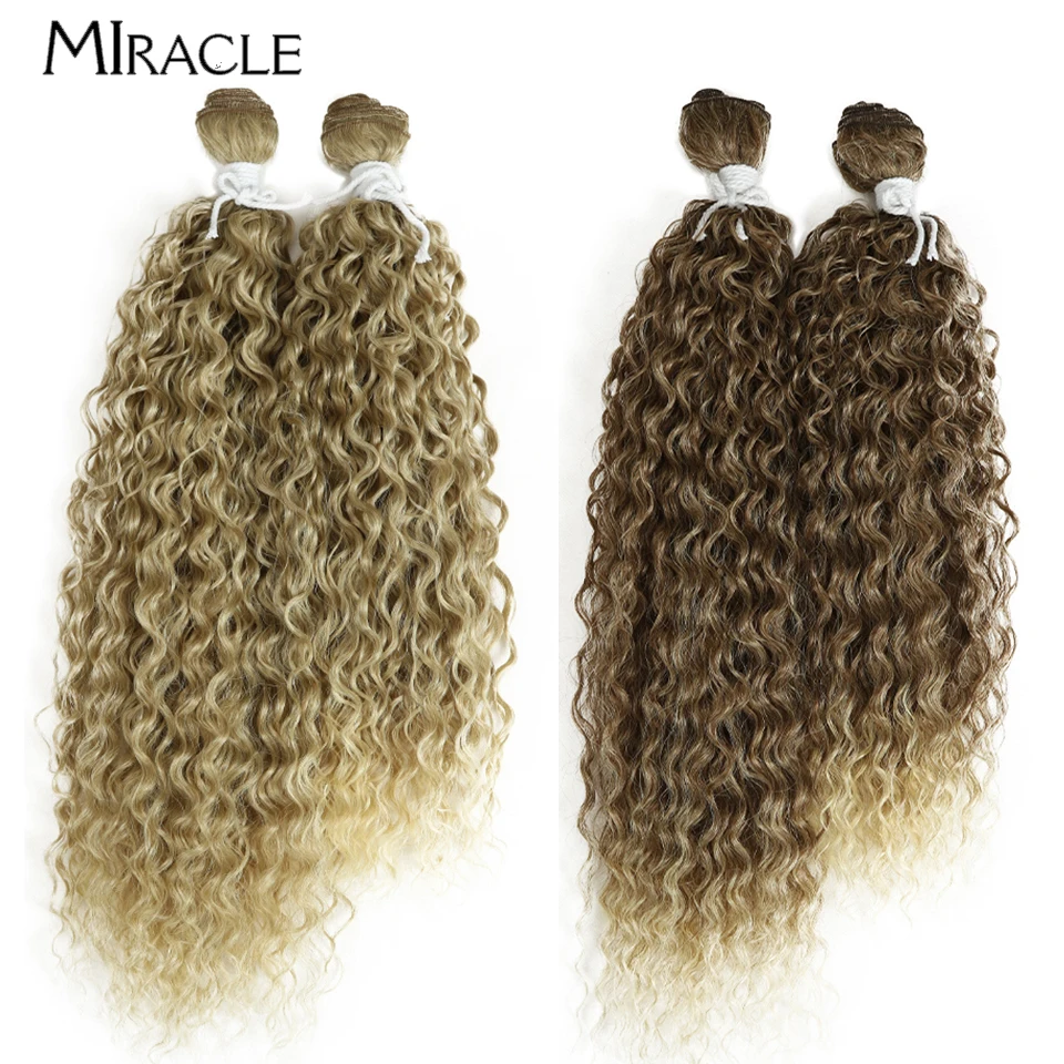 MIRACLE 2PCS Curly Hair Extensions 18'' 22'' Synthetic Hair Bundles Cosplay Hair Weaving Women Natural Weave Hairpiece