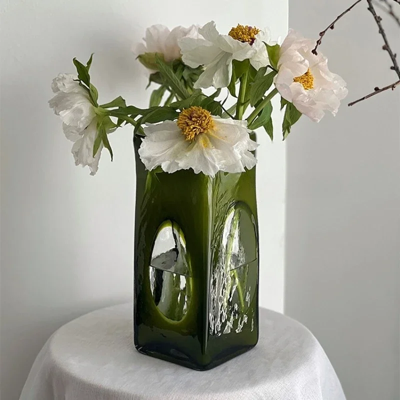 Ancient glass vase high sense living room decoration ornament hydroponic flower arrangement homestay soft decoration