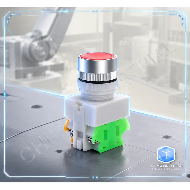 【CHIMU INDUSTRIAL】 22mm Flat Button Switch LA37-11BN Y090 1NO 1NC Auto Reset Self Locking