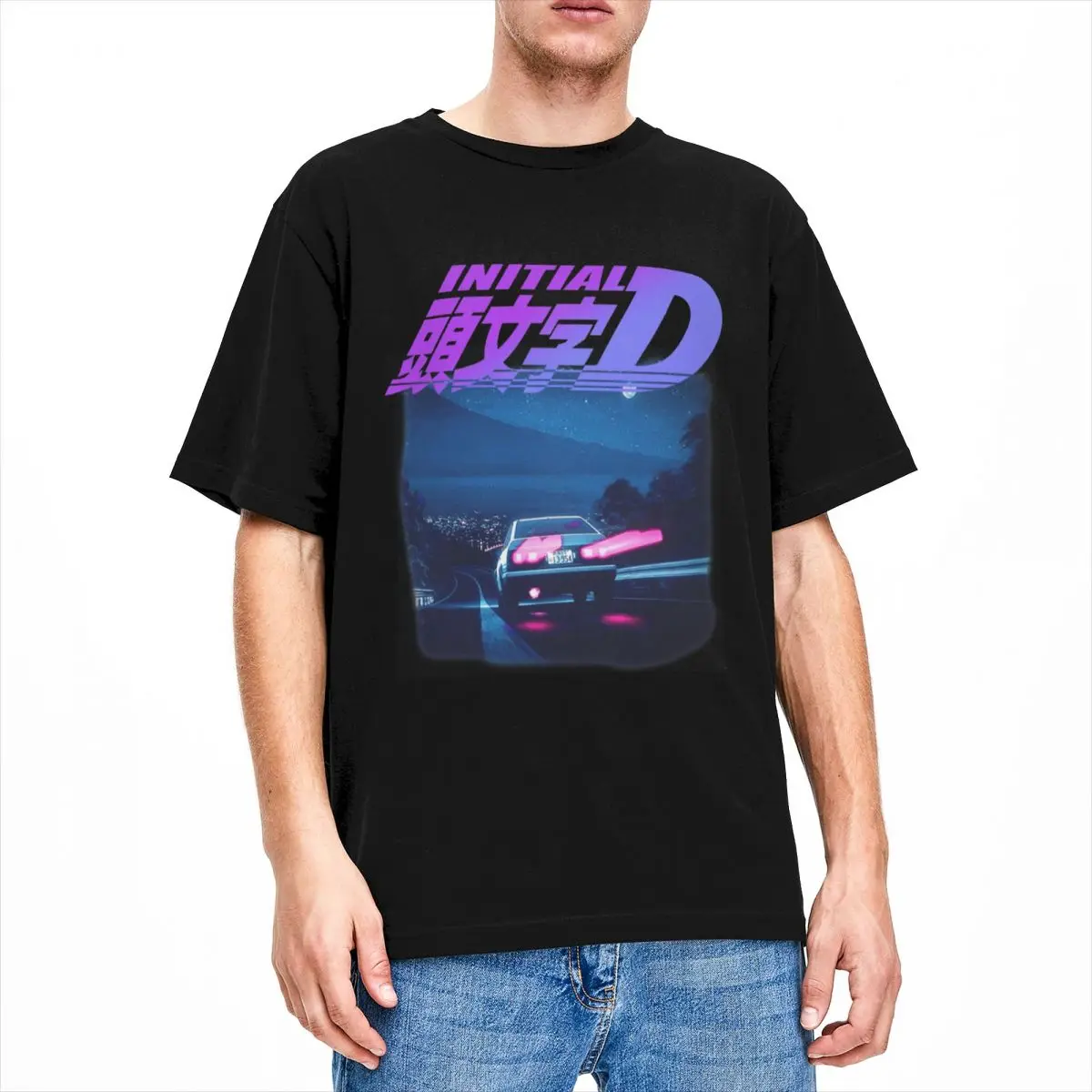 Initial D Neon AE86 Accessories Shirt for Men Women Takumi Fujiwara Tofu Store Pure Cotton T Shirt Short Sleeve Printed Clothing