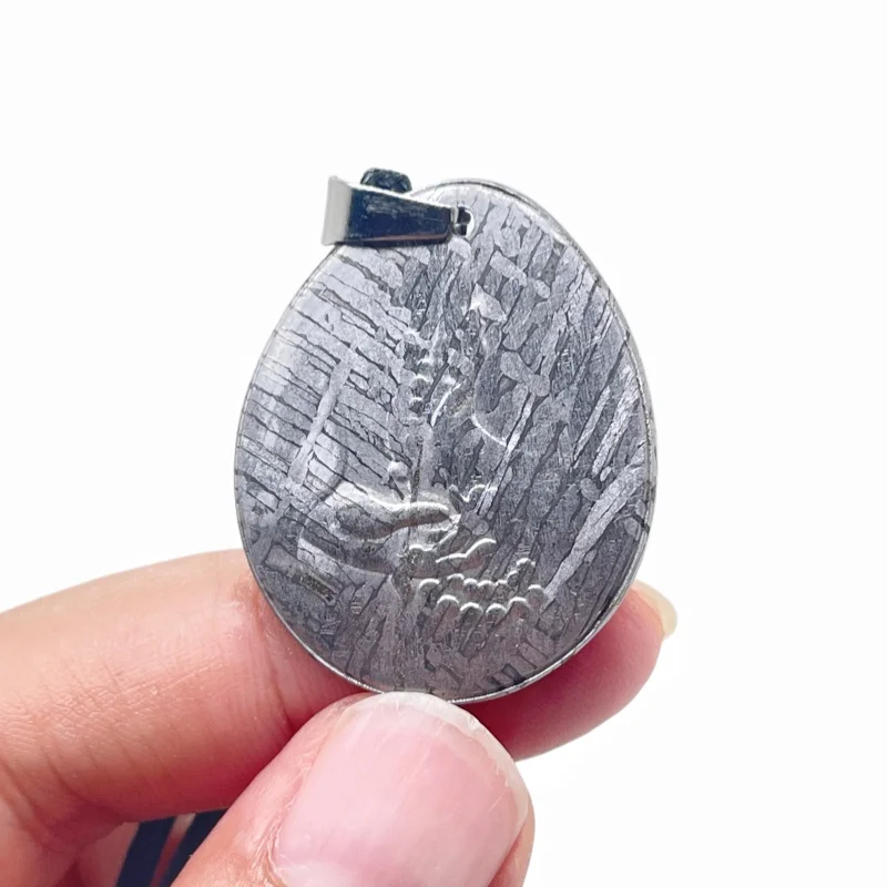  Muonionalusta Meteorite Series Hand Polished Teardrop Pendant Natural Meteorite Slab Mineral Specimen Jewelry Gift LK323