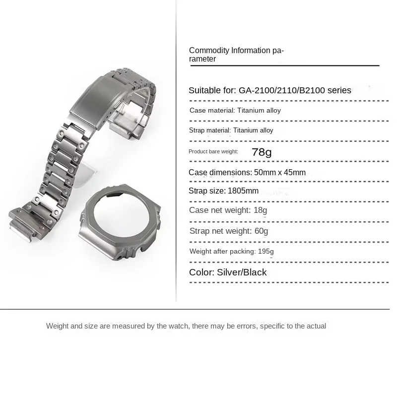 

Комплект для модификации GA2100 из титанового сплава для G-SHOCK Casioak 5611 GA-2100 GA-B2100: легкий металлический корпус, ремешок и безель.