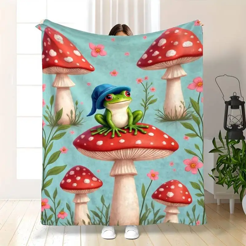 

Очаровательный плед «Лягушка и гриб» — Мягкий плед в стиле «Волшебный лес» для уютного и милого домашнего декора