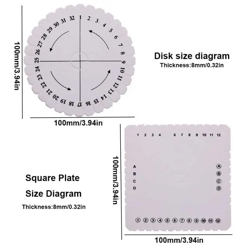 2pcs/set Round&Square Bracelet Knitting Kumihimo Disc Disk Tray Braided Rope Knot Weaving Jewelry Desgin Board Jewelry Tool
