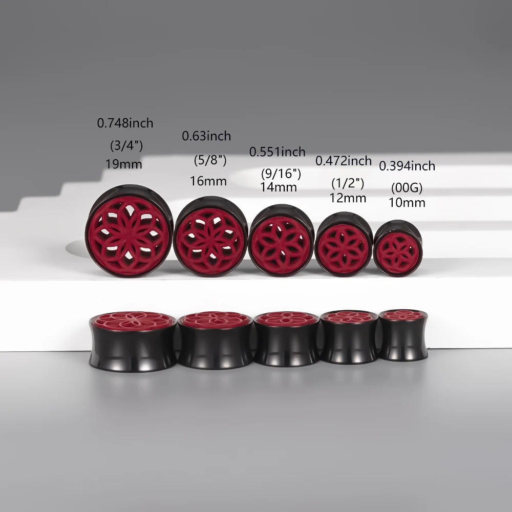 Doearko 2pcs Hollow Mandala Floral Ear Tunnels Plugs 316L Stainless Steel Double Flare Ear Gauges Stretchers Ear Expander Body