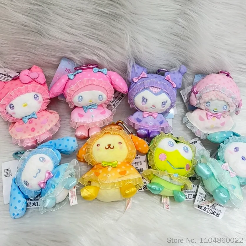 

Genuine Sanrio Hello Kitty My Melody Cinnamoroll Plush Pendant Rainbow Rain Series Bag Charm Ornament Gift For Adult Collectors