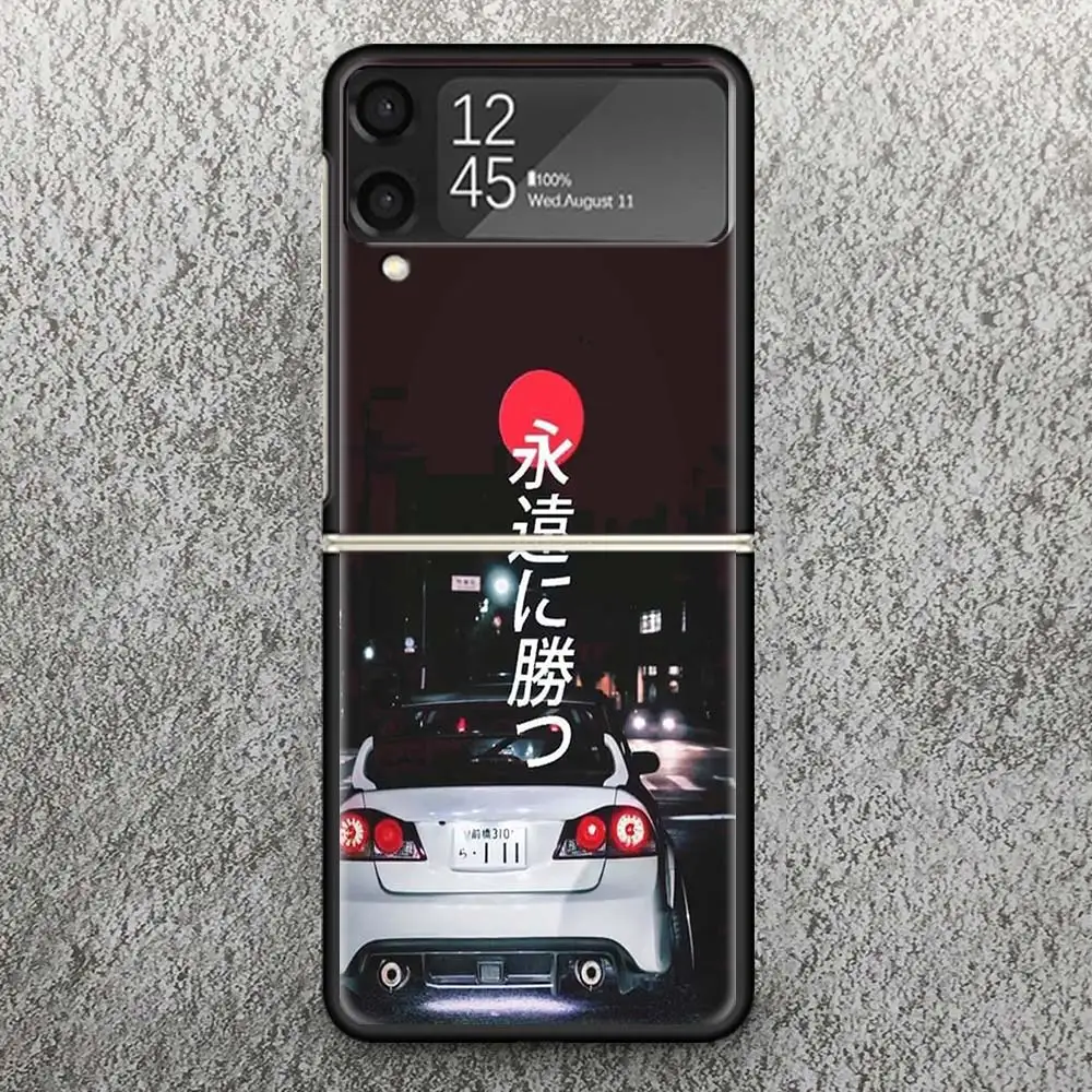 JDM Type R Civic Sport Car Zflip4 Zflip5 Phone Case For Samsung Z Flip3 Flip4 Flip5 5G ZFlip 4 5 3 Cover Cellphone Shell Fundas