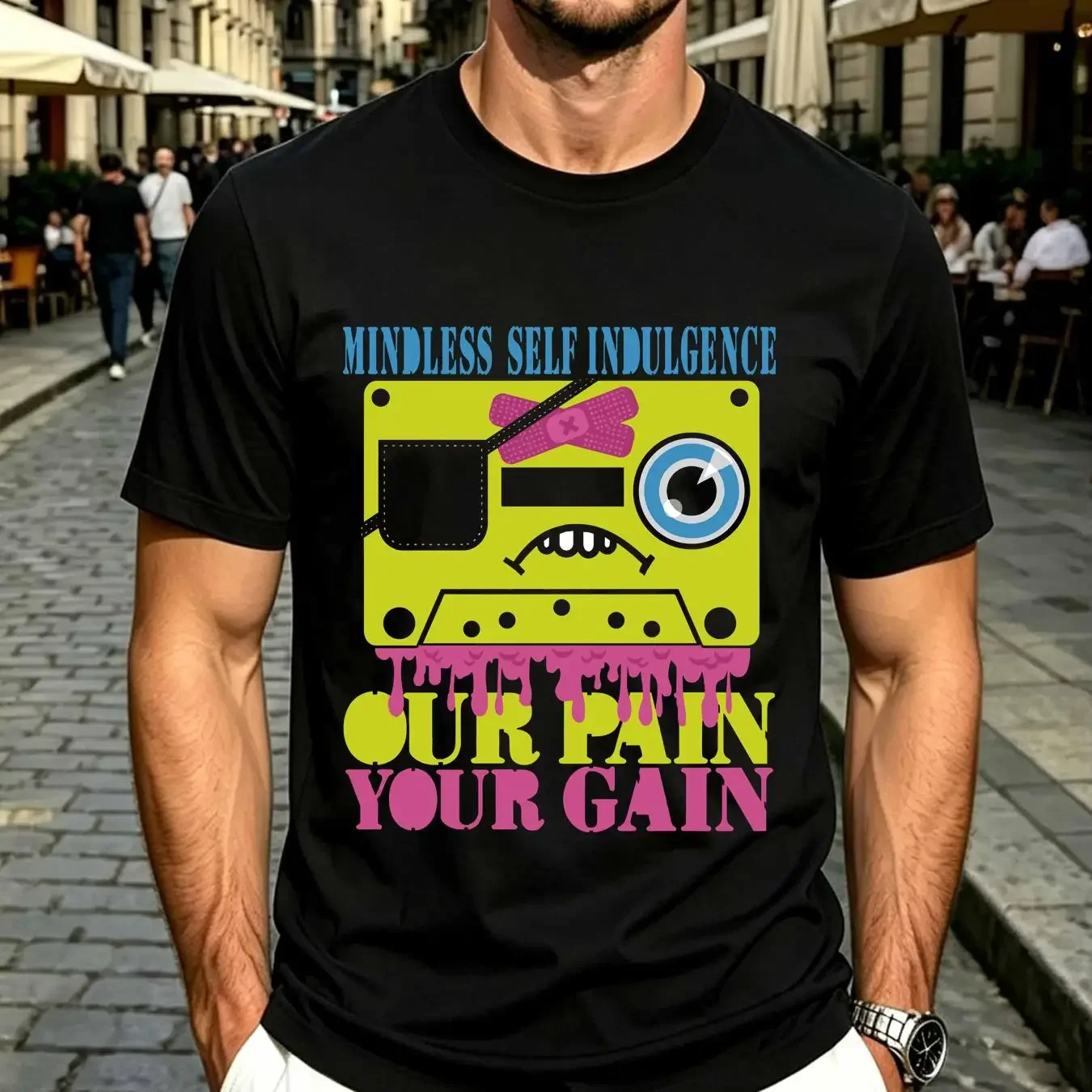 washed T Shirt Mindless Self Indulgence Our Pain Your Gain Black All Size long or short sleeves vintage Washed streetwear