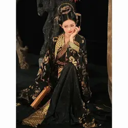 Handsome Hanfu black gold Wei Jin wind collar bronzing men and women with Chinese wind spring summer Chinese style ханьфу